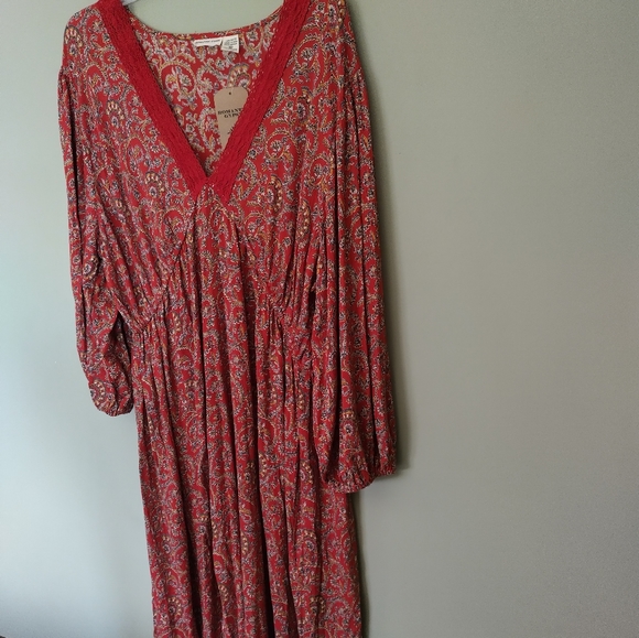Rust Orange Romantic Gypsy Long Sleeve Bohemian Maxi Dress Sz 3X - Picture 6 of 10